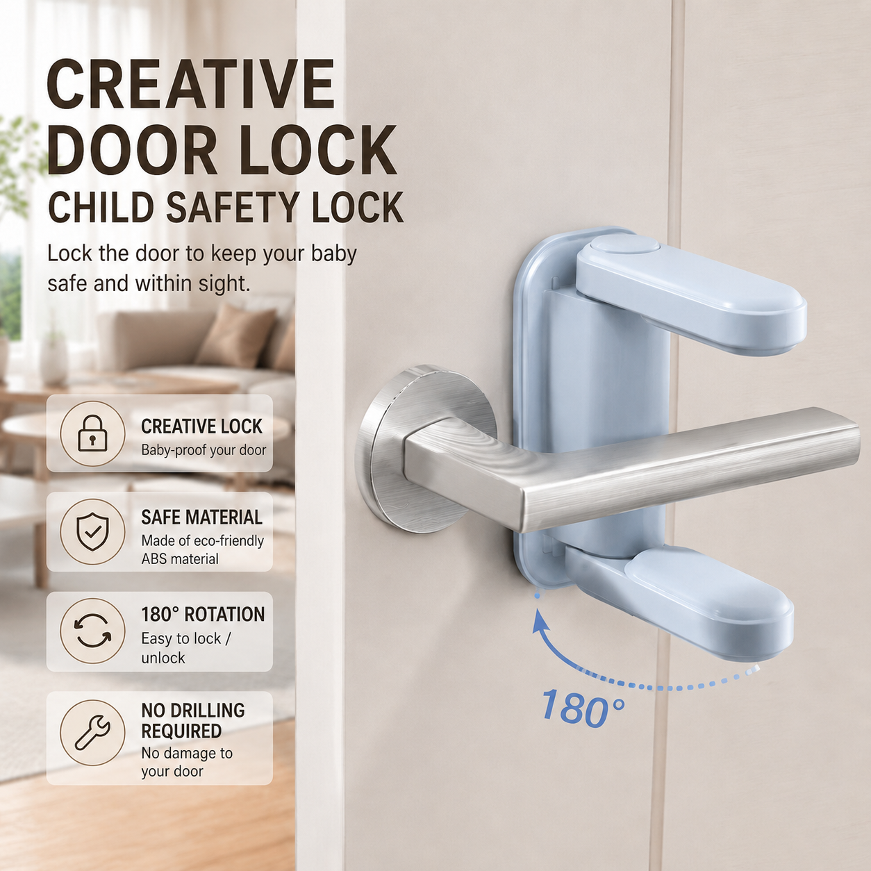 1 pair Door Lever Lock - Kids Security Door Lock