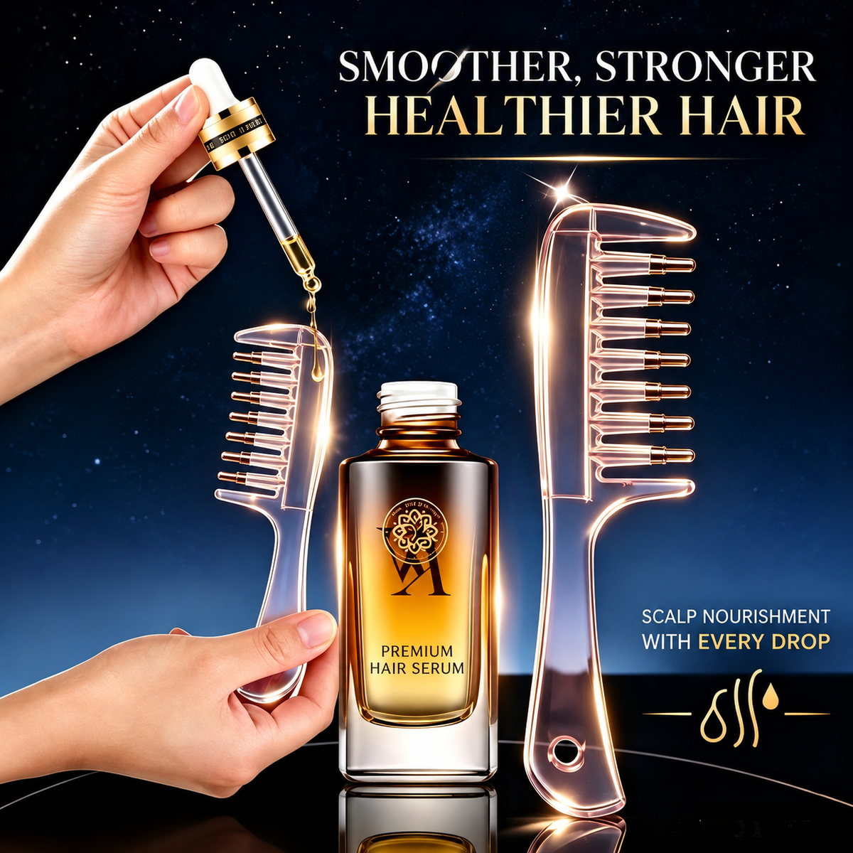 Hair Oil Application Comb, Transparent Liquid Level Storage Hair Root Brush | Roller Ball Liquid Guide | Ensures Even Distribution Of Oil In Hair Roots