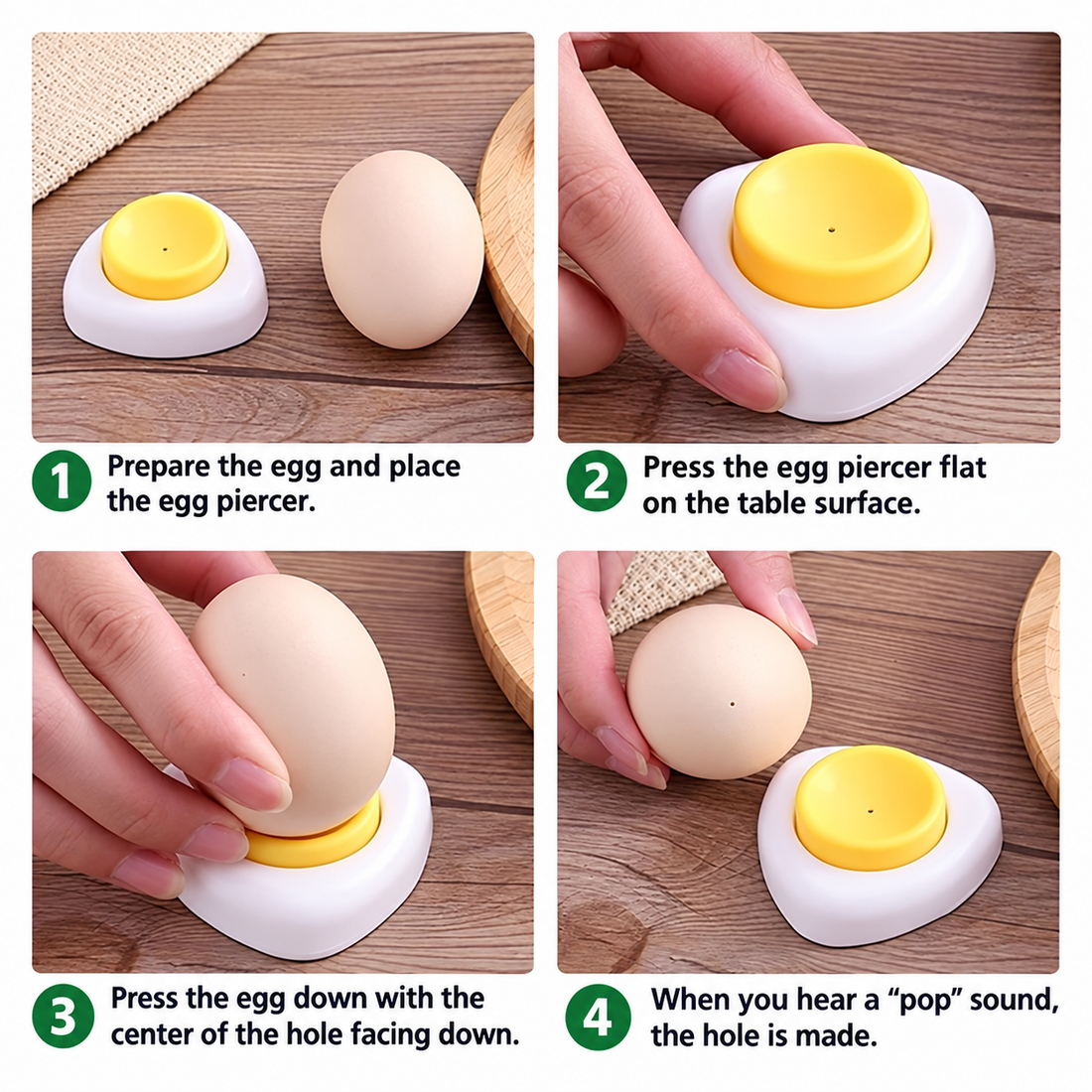 Manual Egg Punch Tool Stainless Steel Needle Pricker With Stable Plastic Base Home Kitchen Tool For Perfect Boiled Egg Prep