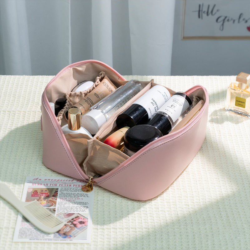 Large Leather Travel Cosmetic Bag – Makeup Organizer
