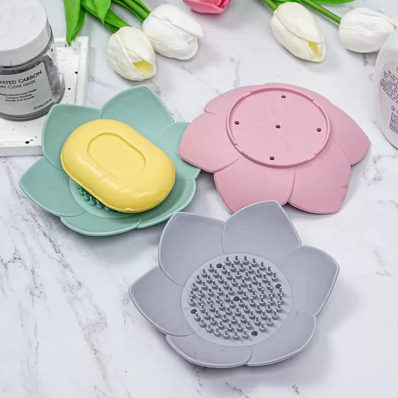 Silicone Lotus Soap Holder (Saboon Dani) for Wash Basin, Bathroom & Kitchen Sink