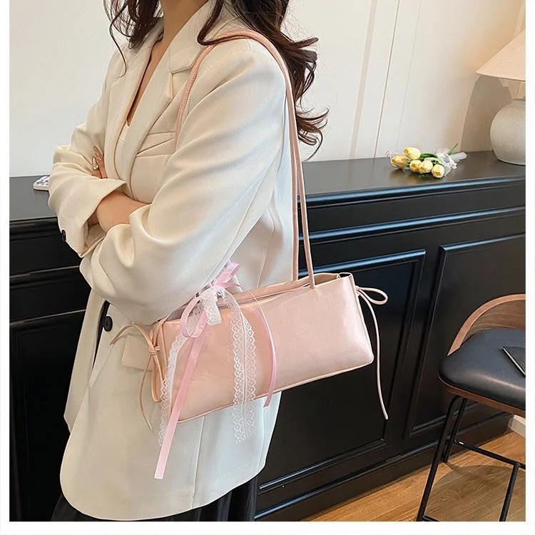 Elongated Strap Bow Bag for Women - Stylish Handbag with Bow Design & Long Strap