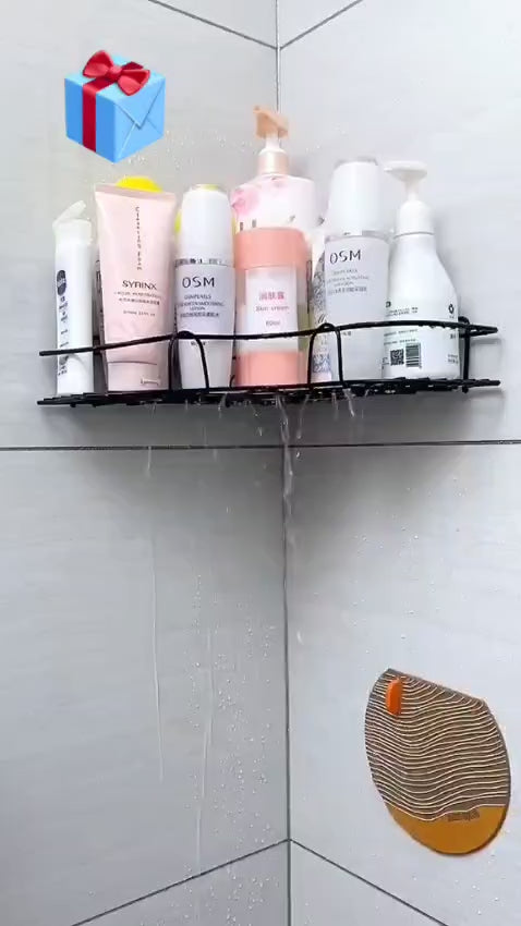 Kitchen, Bathroom Corner Storage Rack No-Drill Wall-Mounted Organizer