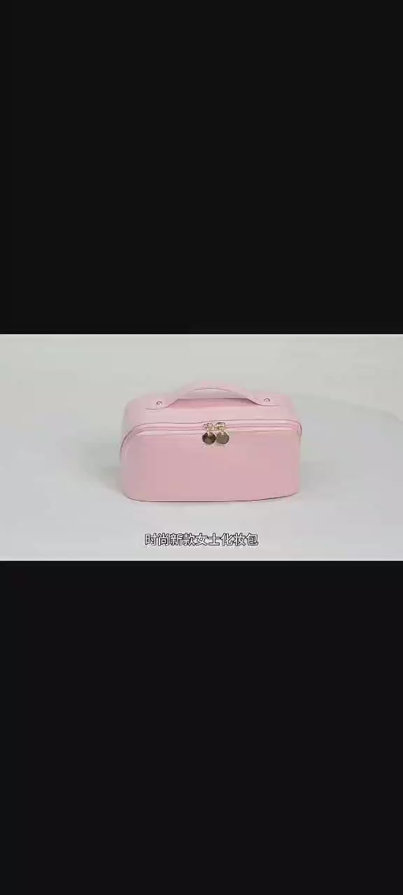 Large Leather Travel Cosmetic Bag – Makeup Organizer