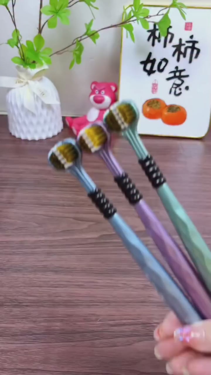 3 Sided Soft Bristles Toothbrush - Deep Cleaning Triple Head Tooth Brush - For Adults and Kids (Pack of 2 )