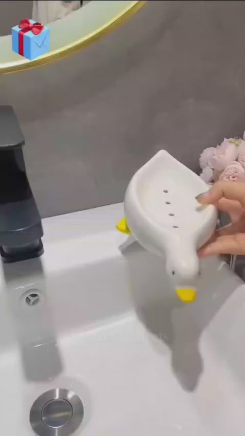 Stylish Duck Shape Quick Drain Soap Tray – Cute Bathroom Soap Dish Holder with Drainage